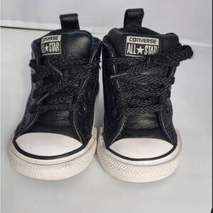 Converse Kids Black Leather Converse All Star high Top Shoes